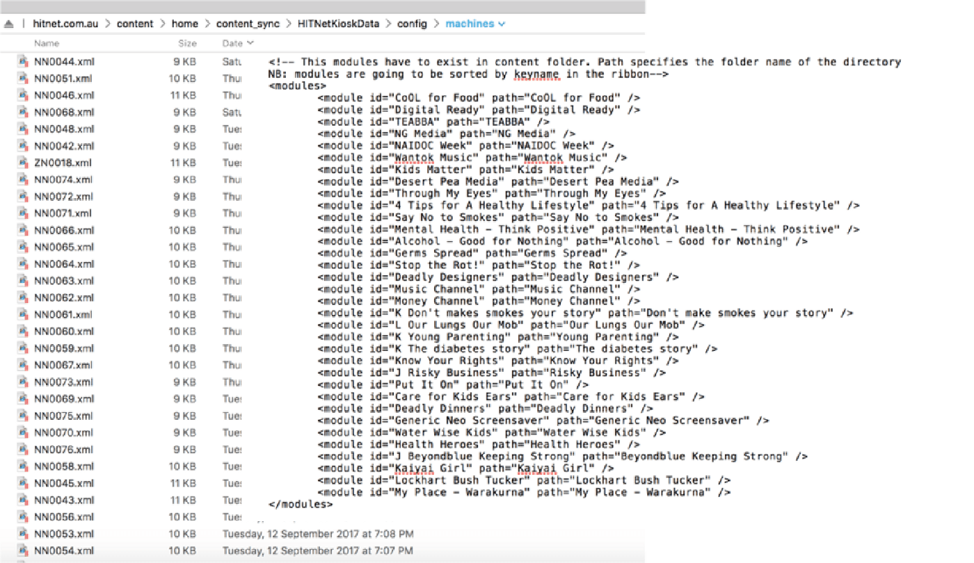 XML config for a kiosk